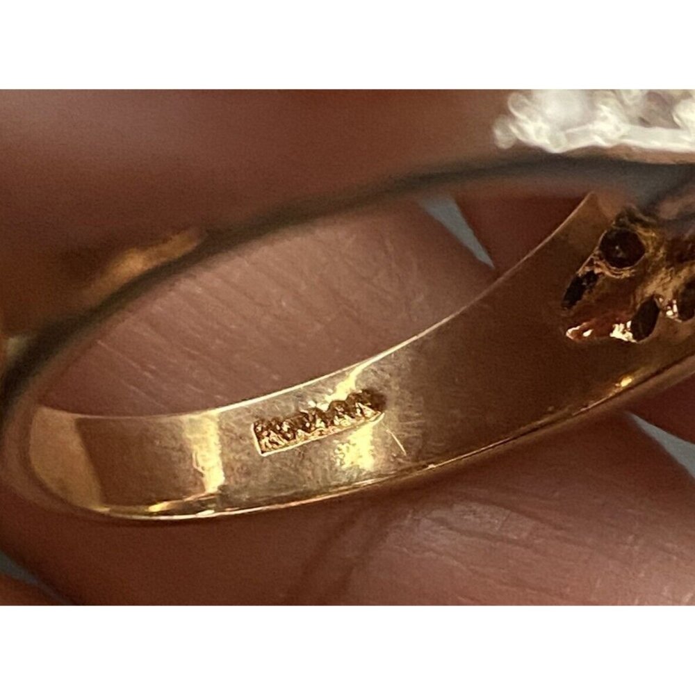 ROMAN Ring Yellow Gold Plated Women's Sz 9 CZ Flower Cluster Tests 10k Plated - Picture 10 of 10